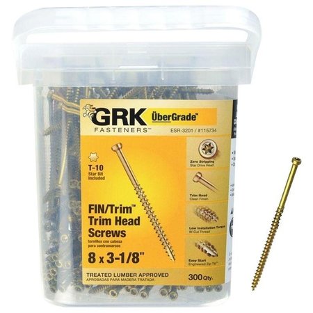 Grk Fasteners Deck Screw, #8 x 3-1/8 in, Steel, Torx Drive 115734